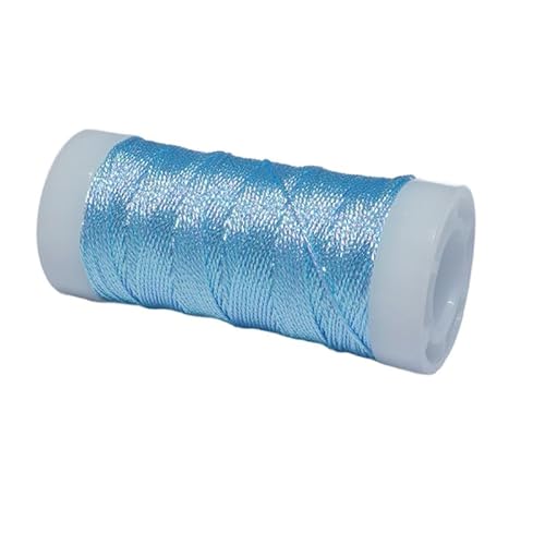 1 Rolle 42 Meter schillerndes metallisches Häkelgarn, 0,4 mm, glitzerndes metallisches hellblaues Garn, Glitzer-Häkelgarn zum Stricken/Sticken/Nähen 1 Rolle 42 Meter schillerndes metallisches Häkelgarn, 0,4 mm, glitzerndes metallisches hellblaues Garn, Glitzer-Häkelgarn zum Stricken/Sticken/Nähen von Globellapro