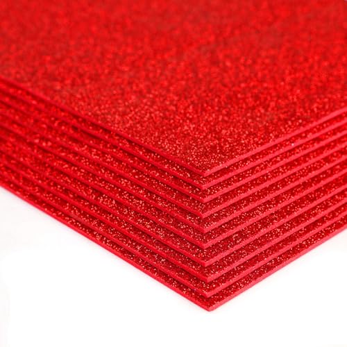 10 Schaumstoffbögen zum Basteln, Glitzerpapier, Glitzer-EVA-Schaumstoffbögen, rot, A4-Glitzerpapier zum Basteln 10 Schaumstoffbögen zum Basteln, Glitzerpapier, Glitzer-EVA-Schaumstoffbögen, rot, A4-Glitzerpapier zum Basteln von Globellapro