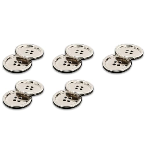10 Stück runde silberfarbene Knöpfe mit 4 Löchern, Metallknöpfe zum Nähen, Basteln, 10 Stück 10 Stück runde silberfarbene Knöpfe mit 4 Löchern, Metallknöpfe zum Nähen, Basteln, 10 Stück von Globellapro