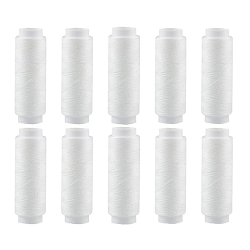 10 x Polyester-Nähgarn, 200 m, weißes Garn für Stickerei/alle Nähzwecke, Hand und Maschine 10 x Polyester-Nähgarn, 200 m, weißes Garn für Stickerei/alle Nähzwecke, Hand und Maschine von Globellapro