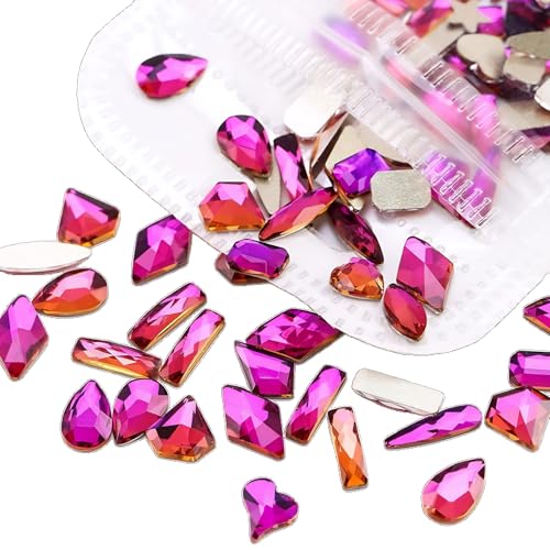 100 Stück Strasssteine mit flacher Rückseite, schillernde, rosarote Strasssteine zum Basteln, Diamant-Edelsteine, flache Rückseite, Edelstein-Verzierungen von Globellapro