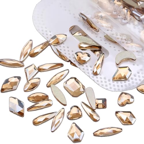 100 Stück Strasssteine mit flacher Rückseite, schillerndes Champagner-Gold, Strasssteine zum Basteln, Diamant-Edelsteine, flache Rückseite, Edelstein-Verzierungen 100 Stück Strasssteine mit flacher Rückseite, schillerndes Champagner-Gold, Strasssteine zum Basteln, Diamant-Edelsteine, flache Rückseite, Edelstein-Verzierungen von Globellapro
