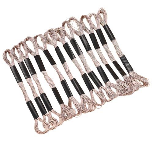 12 x metallisches Stickgarn, Rotgold, Kreuzstichgarn, 8 m, Glitzer-Polyestergarn zum Nähen, Knoten und Basteln von Globellapro