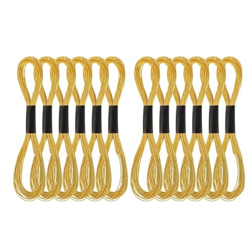 12 x metallisches Stickgarn, goldfarben, Kreuzstichgarn, 8 m, Glitzer-Polyestergarn zum Nähen, Knüpfen und Basteln von Globellapro