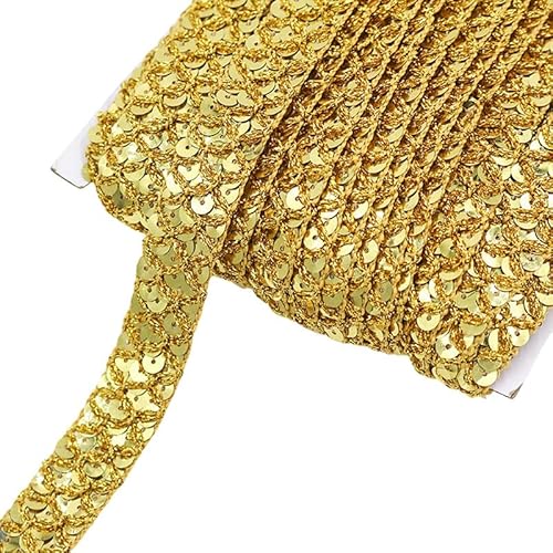 130 cm x 1,5 cm glitzernde goldene Pailletten-Bordüre zum Nähen, flaches Paillettenband für Bühnenkostüm, Dekoration, Pailletten, Zopfborten 130 cm x 1,5 cm glitzernde goldene Pailletten-Bordüre zum Nähen, flaches Paillettenband für Bühnenkostüm, Dekoration, Pailletten, Zopfborten von Globellapro