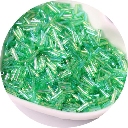 2 Packungen 720 Stück schillernde Glasperlen, gedrehte Stiftperlen, 2 x 6 mm Röhrchen, lose Abstandshalter für Bastelarbeiten, Perlen, Grün, 2 Packungen von Globellapro