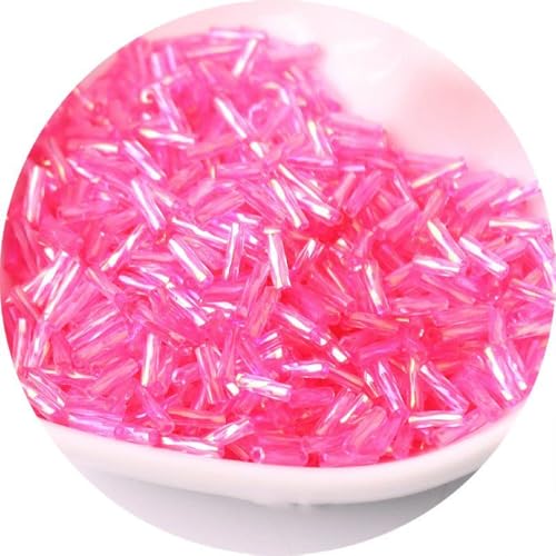 2 Packungen 720 Stück schillernde Glasperlen, gedrehte Stiftperlen, 2 x 6 mm Röhrchen, lose Abstandshalter für Bastelarbeiten, Perlen, Rosenrot von Globellapro