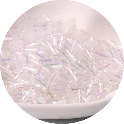 2 Packungen 720 Stück schillernde Glasperlen, gedrehte Stiftperlen, 2 x 6 mm Röhrchen, lose Abstandshalter für Bastelarbeiten, Perlen, transparent von Globellapro