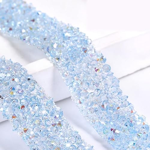 2 Rollen 91 cm AB hellblaue Strass-Diamantbänder, 1,2 cm breit, selbstklebende Harz-Strass-Streifen, schillernde Edelstein-Kristall-Rolle für DIY-Glitzer-Dekorationen 2 Rollen 91 cm AB hellblaue Strass-Diamantbänder, 1,2 cm breit, selbstklebende Harz-Strass-Streifen, schillernde Edelstein-Kristall-Rolle für DIY-Glitzer-Dekorationen von Globellapro