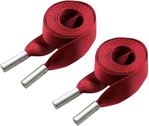 2 Stück, 140 cm x 2 cm, Burgunderrot, Universalkordel als Ersatz, Polyester, flacher Kordelzug mit Metallverschlussenden für Sweatshirts, Hosen 2 Stück, 140 cm x 2 cm, Burgunderrot, Universalkordel als Ersatz, Polyester, flacher Kordelzug mit Metallverschlussenden für Sweatshirts, Hosen von Globellapro