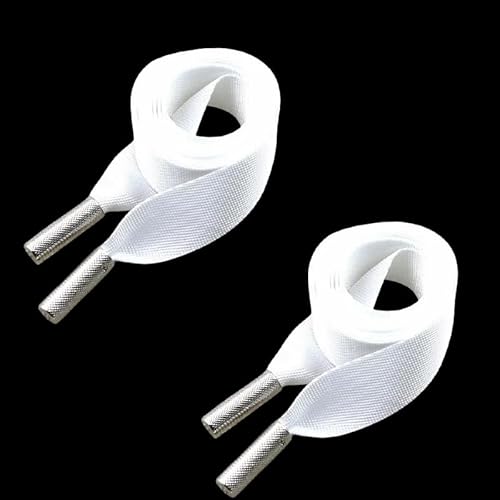 2 Stück, 140 cm x 2 cm, weiß, Universalkordel als Ersatz, Polyester, flache Kordel, mit Metallverschlussenden für Sweatshirts, Hosen 2 Stück, 140 cm x 2 cm, weiß, Universalkordel als Ersatz, Polyester, flache Kordel, mit Metallverschlussenden für Sweatshirts, Hosen von Globellapro