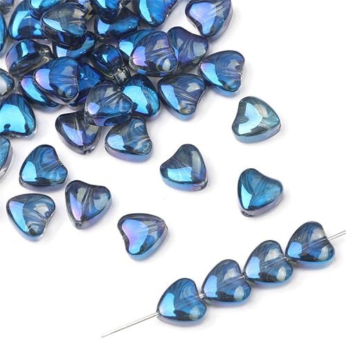20 Stück schillernde Glasperlen in Herzform, blau, 8 mm, lose Herz-Charm-Perlen für Bastelarbeiten, Perlenstickerei 20 Stück schillernde Glasperlen in Herzform, blau, 8 mm, lose Herz-Charm-Perlen für Bastelarbeiten, Perlenstickerei von Globellapro