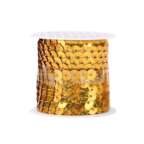 4,5 m dunkelgoldenes Paillettenband, 6 mm Glitzer-Laser-Pailletten-Bordüre, Paillettenband zum Nähen und Dekorieren von Globellapro