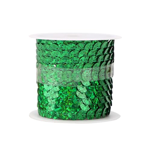 4,5 m grasgrünes Paillettenband, 6 mm Glitzer-Laser-Pailletten-Bordüre, Paillettenband zum Nähen und Dekorieren von Globellapro