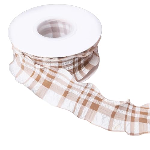 4 cm x 9 m dunkles Kaffee-Gingham-Band, kariert, plissiert, Chiffon, kariert, für Bastelarbeiten, Geschenkverpackungen 4 cm x 9 m dunkles Kaffee-Gingham-Band, kariert, plissiert, Chiffon, kariert, für Bastelarbeiten, Geschenkverpackungen von Globellapro