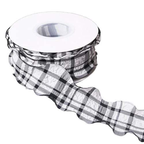 4 cm x 9 m schwarzes Gingham-Band, kariert, plissiert, Chiffon, kariert, für Bastelarbeiten, Geschenkverpackungen 4 cm x 9 m schwarzes Gingham-Band, kariert, plissiert, Chiffon, kariert, für Bastelarbeiten, Geschenkverpackungen von Globellapro