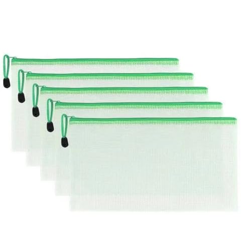 5 x 22 x 11 cm Netz-Reißverschluss-Brieftaschen aus Kunststoff, Dokumentenmappen mit Reißverschluss, für Schule, Bürobedarf, Grün 5 x 22 x 11 cm Netz-Reißverschluss-Brieftaschen aus Kunststoff, Dokumentenmappen mit Reißverschluss, für Schule, Bürobedarf, Grün von Globellapro