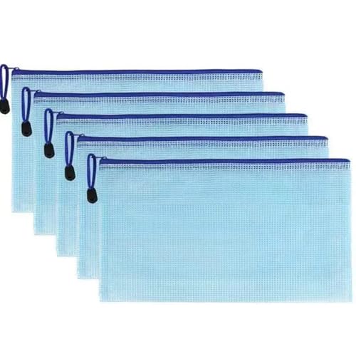 5 x 22 x 11 cm Netztaschen mit Reißverschluss, Kunststoff, Dokumentenmappen mit Reißverschluss, für Schule, Bürobedarf, Blau 5 x 22 x 11 cm Netztaschen mit Reißverschluss, Kunststoff, Dokumentenmappen mit Reißverschluss, für Schule, Bürobedarf, Blau von Globellapro