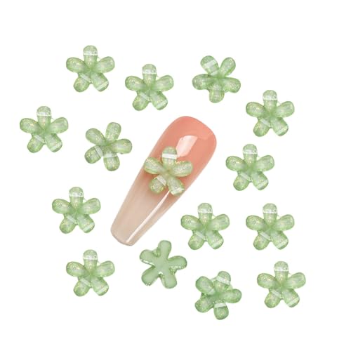 50 Stück 3D-Blumen-Nagelkunst-Anhänger, Kunstharz, Blume, Nagel-Strasssteine, Dekorationen, 10 x 10 mm, Grün 50 Stück 3D-Blumen-Nagelkunst-Anhänger, Kunstharz, Blume, Nagel-Strasssteine, Dekorationen, 10 x 10 mm, Grün von Globellapro