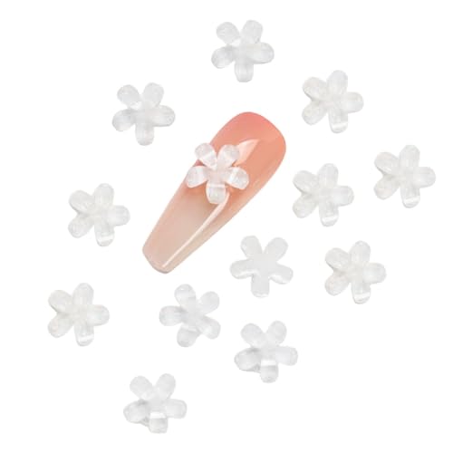 50 Stück 3D-Blumen-Nagelkunst-Anhänger, Kunstharz, Blume, Nagel-Strasssteine, Dekorationen, 10 x 10 mm, Weiß 50 Stück 3D-Blumen-Nagelkunst-Anhänger, Kunstharz, Blume, Nagel-Strasssteine, Dekorationen, 10 x 10 mm, Weiß von Globellapro