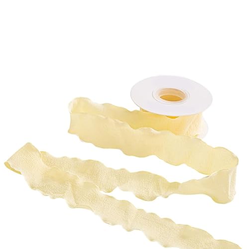 9,1 m langes gelbes Chiffonband, 4 cm breit, knitterfreies Polyester-Rüschenband zum Verpacken von Blumensträußen 9,1 m langes gelbes Chiffonband, 4 cm breit, knitterfreies Polyester-Rüschenband zum Verpacken von Blumensträußen von Globellapro