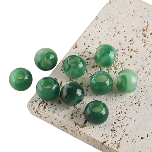 Acrylperlen mit großem Loch, rund, für Schmuckherstellung, Armbänder, 7 x 10 mm, Jade-Imitations-Perlen für Bastelarbeiten, Grün, 200 Stück Acrylperlen mit großem Loch, rund, für Schmuckherstellung, Armbänder, 7 x 10 mm, Jade-Imitations-Perlen für Bastelarbeiten, Grün, 200 Stück von Globellapro