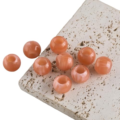 Acrylperlen mit großem Loch, rund, für Schmuckherstellung, Armbänder, 7 x 10 mm, Jade-Imitations-Perlen für Bastelarbeiten, Orange, 200 Stück Acrylperlen mit großem Loch, rund, für Schmuckherstellung, Armbänder, 7 x 10 mm, Jade-Imitations-Perlen für Bastelarbeiten, Orange, 200 Stück von Globellapro
