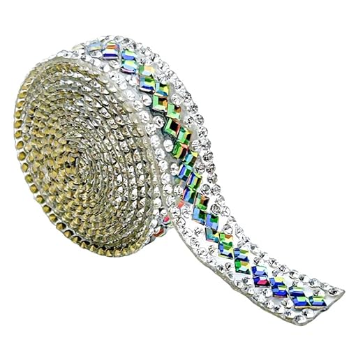 Bunte Strass-Diamantbänder mit quadratischem Diamant, 1,2 cm breit, selbstklebende Glas-Strass-Streifen, glänzende Edelstein-Kristall-Rolle für selbstgemachte Glitzer-Dekoration, 91 cm Bunte Strass-Diamantbänder mit quadratischem Diamant, 1,2 cm breit, selbstklebende Glas-Strass-Streifen, glänzende Edelstein-Kristall-Rolle für selbstgemachte Glitzer-Dekoration, 91 cm von Globellapro