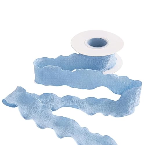 Chiffonband, 9,1 m, Hellblau, 4 cm breit, Faltenband, Polyester, Rüschenband zum Verpacken von Blumensträußen von Globellapro