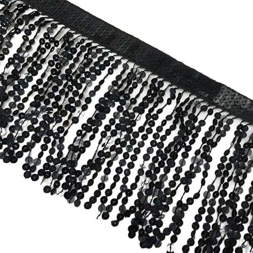Fransenborte mit Pailletten, 15 cm breit, glitzernd, zum Nähen, Basteln, 91 cm, Schwarz Fransenborte mit Pailletten, 15 cm breit, glitzernd, zum Nähen, Basteln, 91 cm, Schwarz von Globellapro