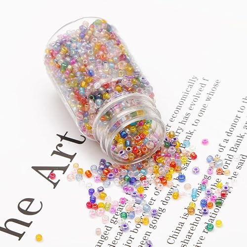 Glasperlen, 30 g, bunt, 2 mm, Abstandshalter, kleine Bastelperlen, Rocailles für DIY-Perlen, 1 Flasche von Globellapro