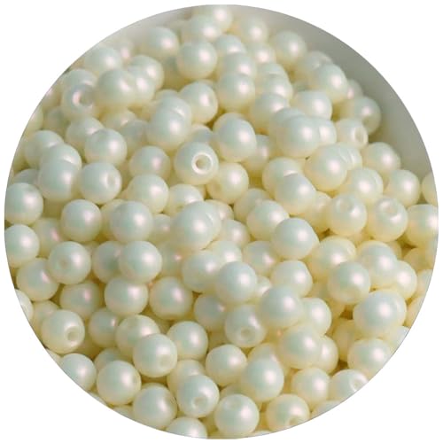 Glasperlen, 4 mm, lose Abstandshalter, für Bastelarbeiten, Perlen, Beige, 2 Packungen mit 200 Stück von Globellapro