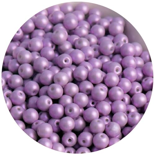 Glasperlen, 4 mm, lose Abstandshalter, für Bastelarbeiten, Perlen, Dunkelviolett, 2 Packungen mit 200 Stück von Globellapro
