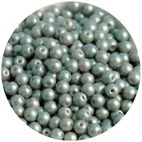 Glasperlen, 4 mm, lose Abstandshalter für Bastelarbeiten, Graugrün, 200 Stück von Globellapro