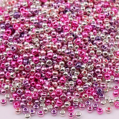 Glasperlen, gemischte Farben, 2 mm, lose Abstandshalter, für Bastelarbeiten, Perlen, Rosa, 1 Packung mit 1000 Stück von Globellapro