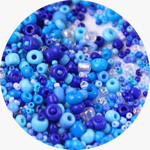 Glasperlen, gemischte Farben, lose Abstandshalter, Glasperlen für Bastelarbeiten, Perlen, Blau, 2 Packungen à 1000 Stück Glasperlen, gemischte Farben, lose Abstandshalter, Glasperlen für Bastelarbeiten, Perlen, Blau, 2 Packungen à 1000 Stück von Globellapro