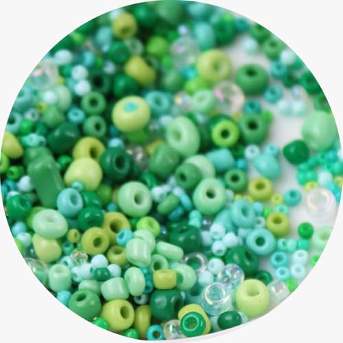 Glasperlen, gemischte Farben, lose Abstandshalter, Glasperlen für Bastelarbeiten, Perlen, Grün, 2 Packungen à 1000 Stück von Globellapro