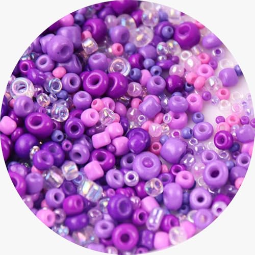 Glasperlen, gemischte Farben, lose Abstandshalter, Glasperlen für Bastelarbeiten, Perlen, Lila, 2 Packungen mit 1000 Stück von Globellapro