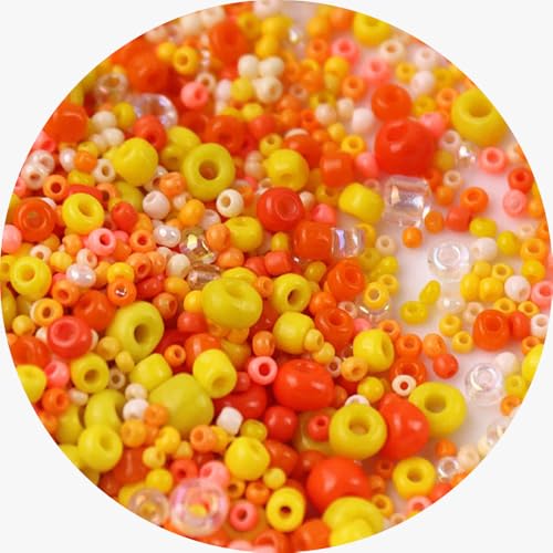 Glasperlen, gemischte Farben, lose Abstandshalter, Glasperlen für Bastelarbeiten, Perlen, Orange und Gelb, 2 Packungen mit 1000 Stück von Globellapro
