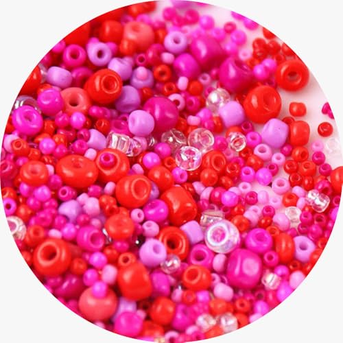 Glasperlen, gemischte Farben, lose Abstandshalter, Glasperlen für Bastelarbeiten, Perlen, Rot, 2 Packungen à 1000 Stück von Globellapro