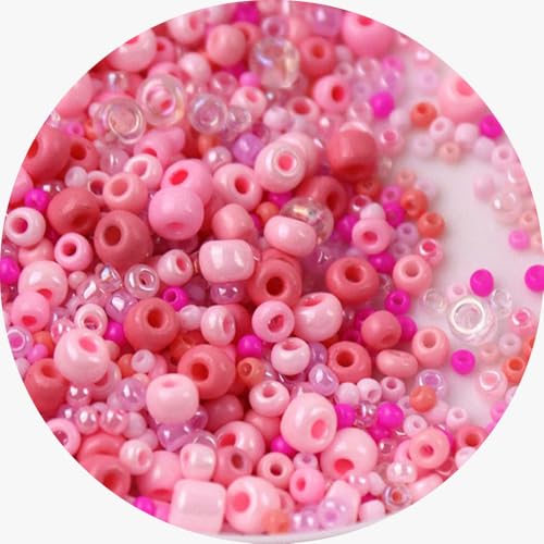 Glasperlen, gemischte Farben, lose Abstandshalter, Glasperlen zum Basteln, Rosa, 2 Packungen mit 1000 Stück von Globellapro
