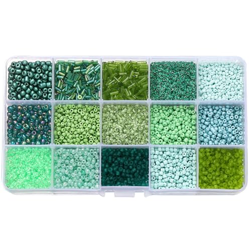 Glasperlen, gemischte Glasperlen, 2 - 7 mm, lose Abstandshalter, für Bastelarbeiten, Perlen, Grün, 1 Box mit 212 g von Globellapro