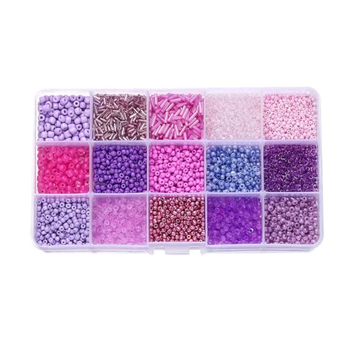 Glasperlen, gemischte Glasperlen, 2 - 7 mm, lose Abstandshalter für Bastelarbeiten, Perlen, Violett, 1 Box mit 212 g von Globellapro
