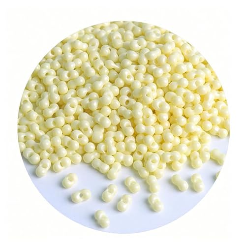 Glasperlen in Erdnussform, 3 x 6 mm, Abstandshalter, Beige, 108 Stück von Globellapro