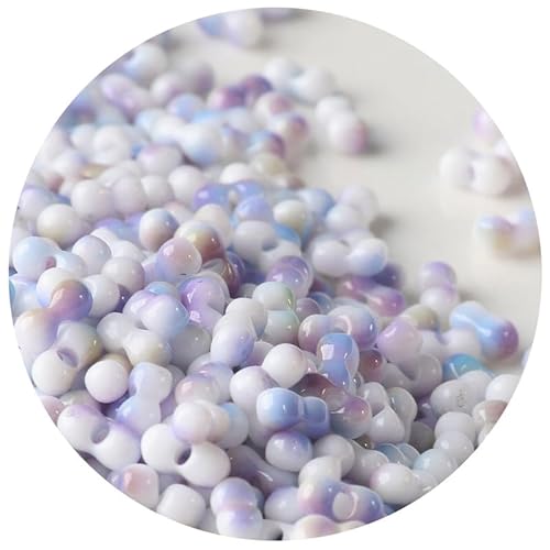 Glasperlen in Erdnussform, 3 x 6 mm, Abstandshalter, Farbverlauf, Bastelperlen, Rocailles-Perlen für Bastelarbeiten, Lila und Blau, 108 Stück von Globellapro