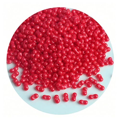 Glasperlen in Erdnussform, 3 x 6 mm, Abstandshalter, Rot, 108 Stück von Globellapro