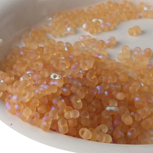 Glasperlen in Erdnussform, mattiert, 3 x 6 mm, Abstandshalter, irisierend, Orange, 108 Stück von Globellapro