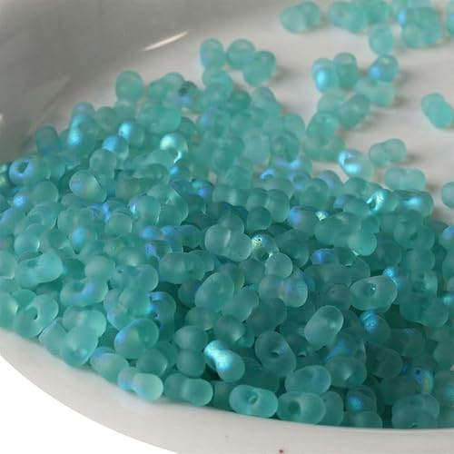 Glasperlen in Erdnussform, mattiert, 3 x 6 mm, Abstandshalter, schillernd, blau, 108 Stück von Globellapro