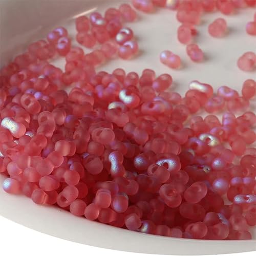 Glasperlen in Erdnussform, mattiert, 3 x 6 mm, Abstandshalter, schillernd, rot, 108 Stück von Globellapro