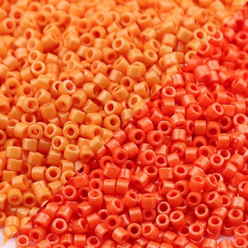 Glasperlen in verschiedenen Farben, 2 mm, klein, glänzend, lose Abstandshalter, für Bastelarbeiten, Perlen, Orange, 2 Packungen à 1600 Stück von Globellapro